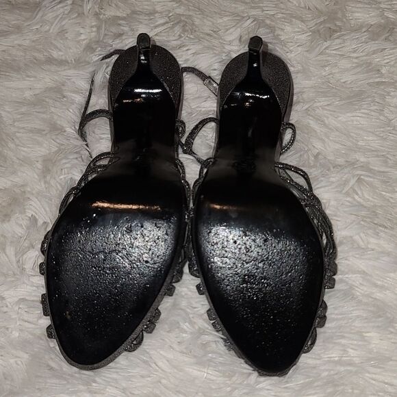 Nina Grey Metallic Sexy Strappy Heels 9.5 - Picture 6 of 8